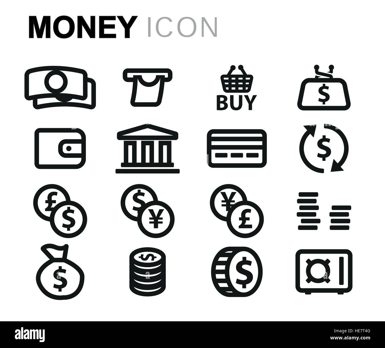 Vektor-Linie Geld Icons set Stock Vektor