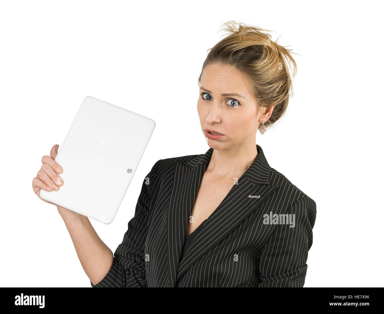 Schöne blonde Geschäftsfrauen mit TabletPC Stockfoto