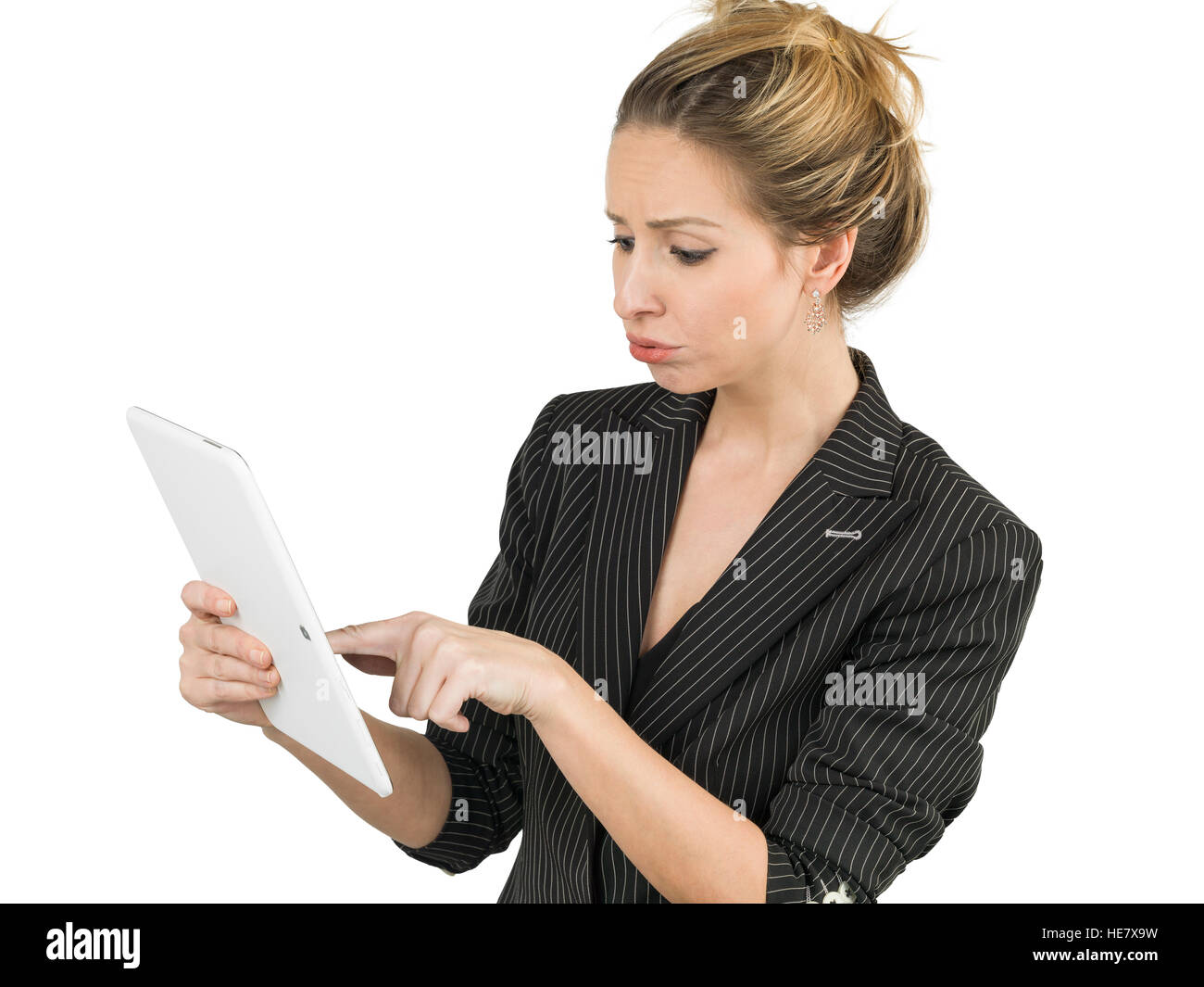 Schöne blonde Geschäftsfrauen mit TabletPC Stockfoto