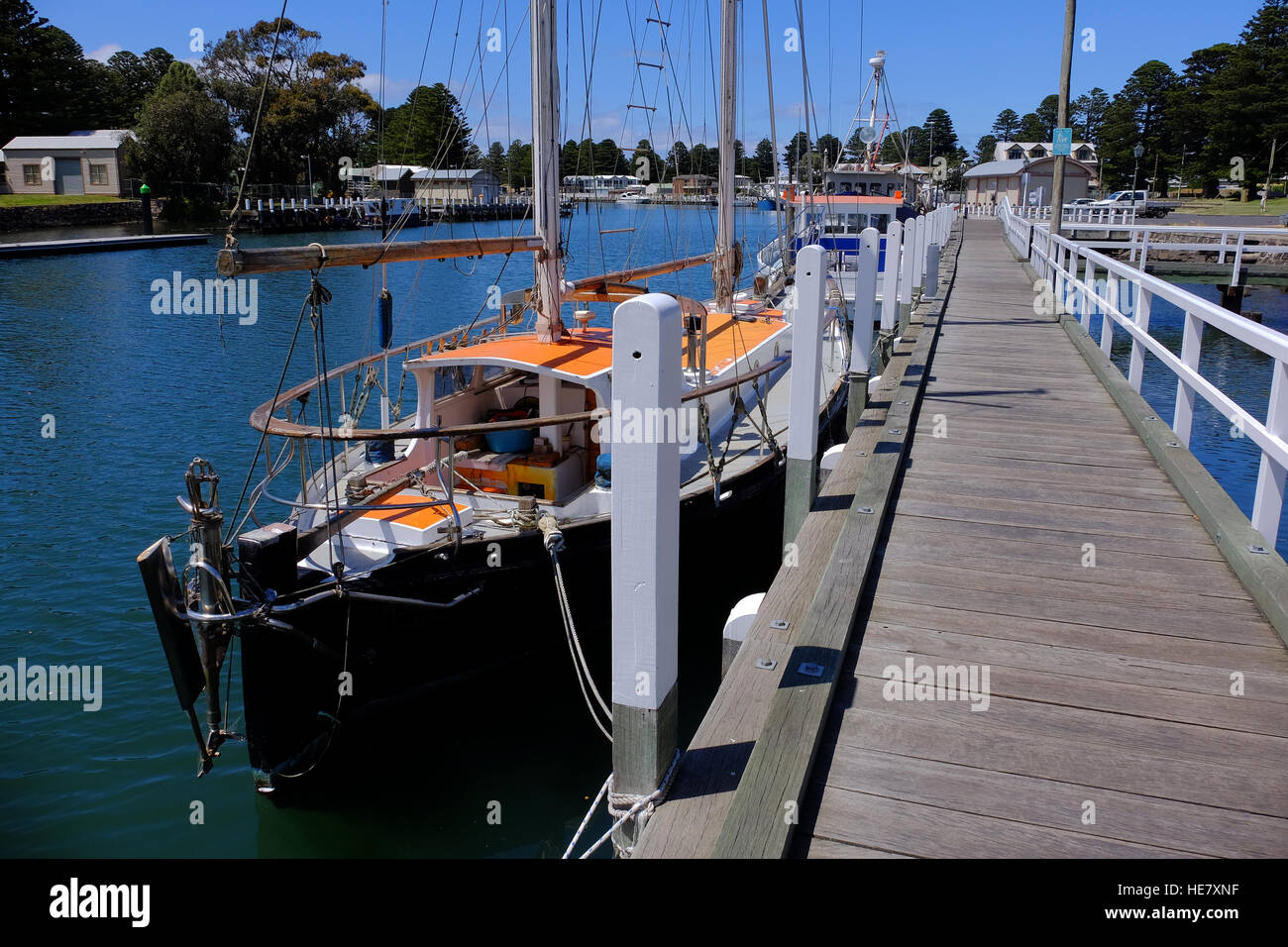 Die Uferpromenade in Port Fairy auf die Shipwreck Coast in Victoria, Australien Stockfoto