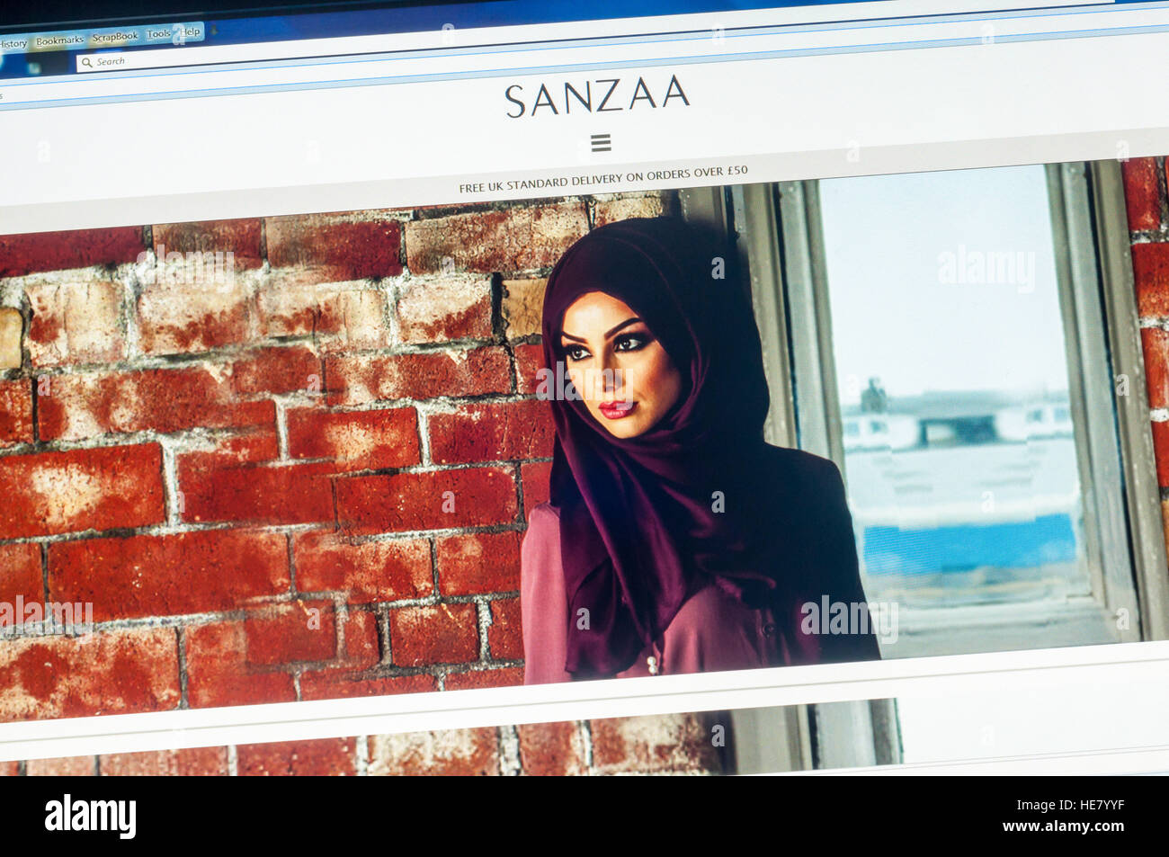 Das Sanzaa Spektrum der modernen muslimischen Mode begann am Bradford Markt in 2010. Stockfoto