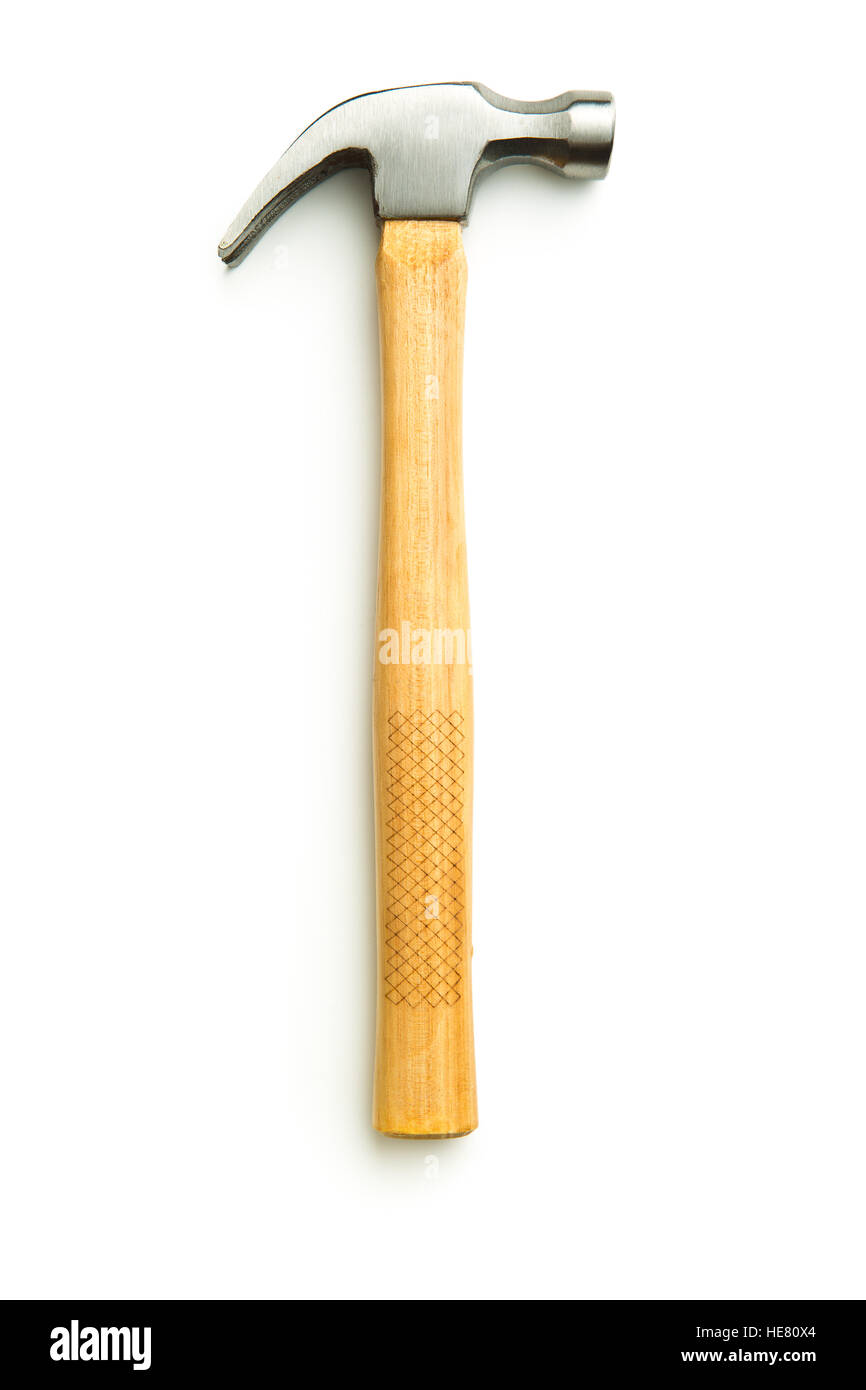 Der Latthammer isoliert auf weißem Hintergrund. Stockfoto