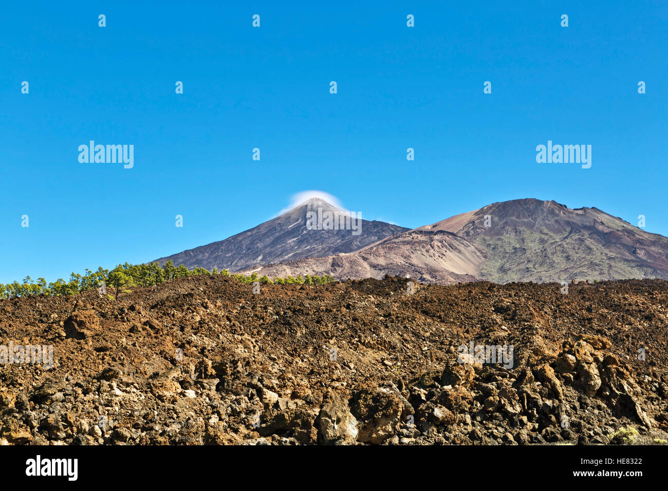Eine Ansicht des Vulkans Mount Teide, im Teide Nationalpark auf Teneriffa, Kanarische, Spanien Stockfoto