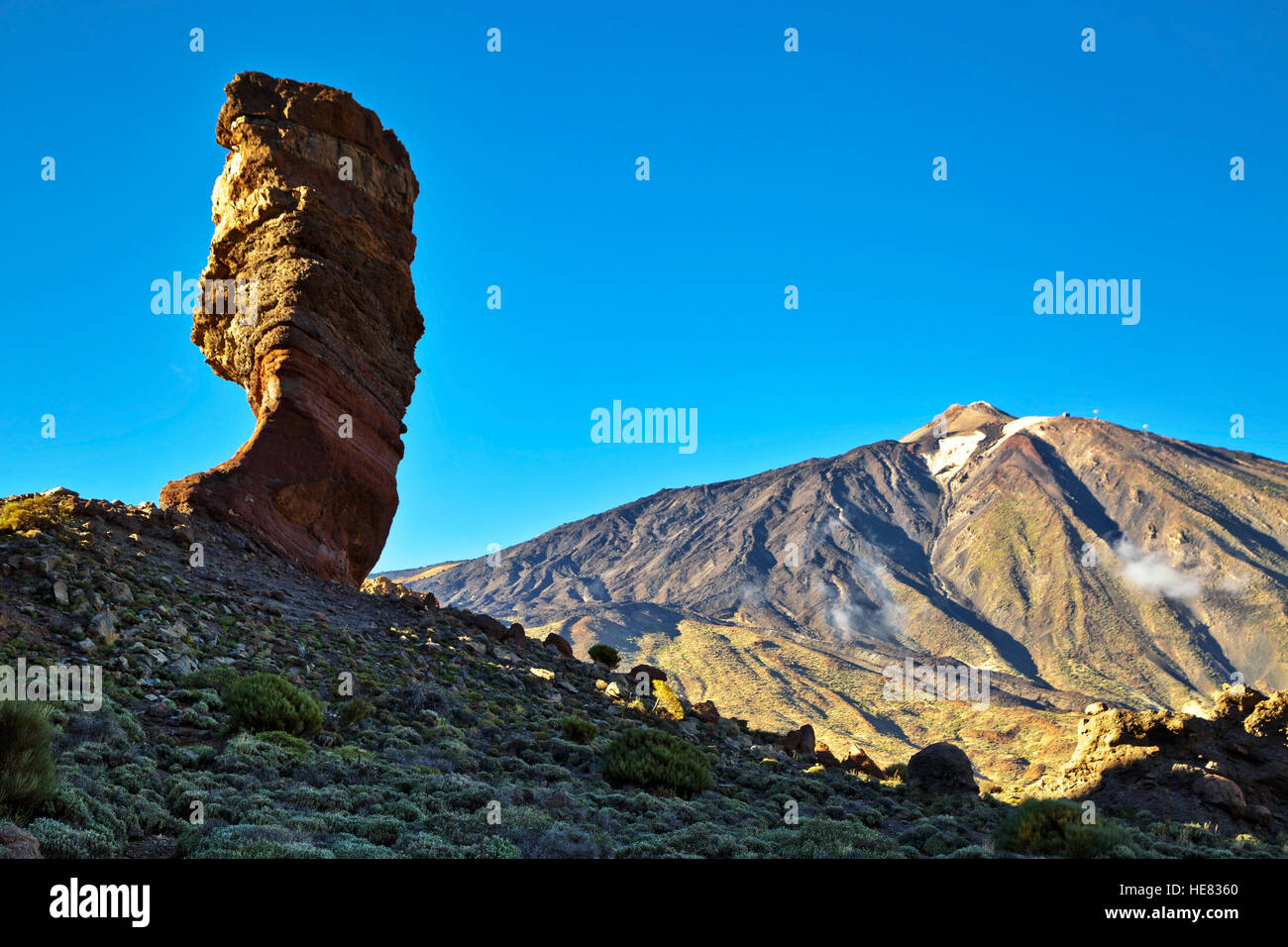 Am berühmten Finger Gottes Rock im Teide-Nationalpark. Auf der Insel Teneriffa - Kanarische, Spanien Stockfoto