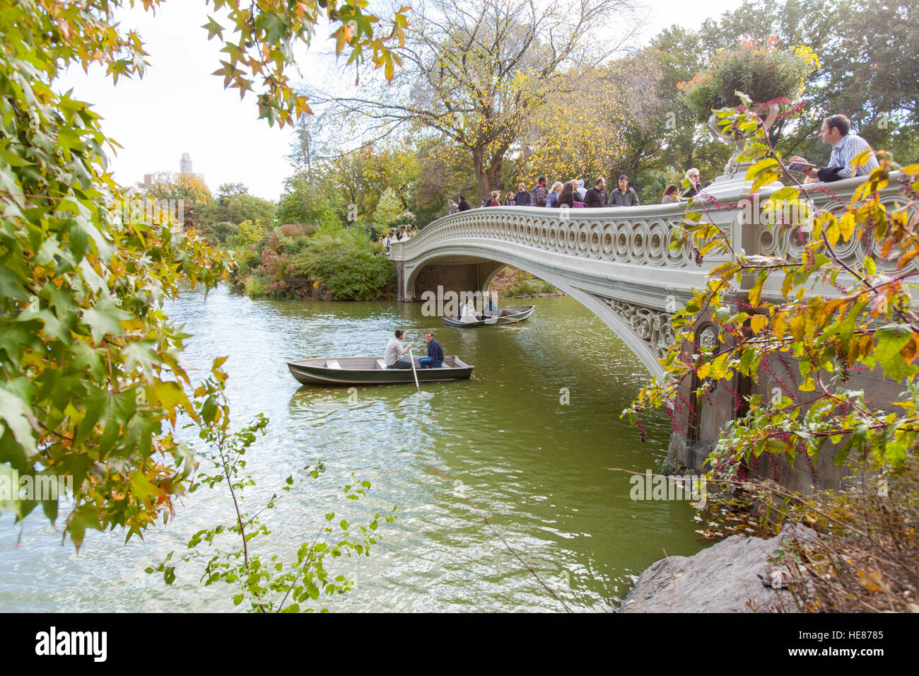 Bogenbrücke, Central Park, New York City, Vereinigte Staaten von Amerika. Stockfoto