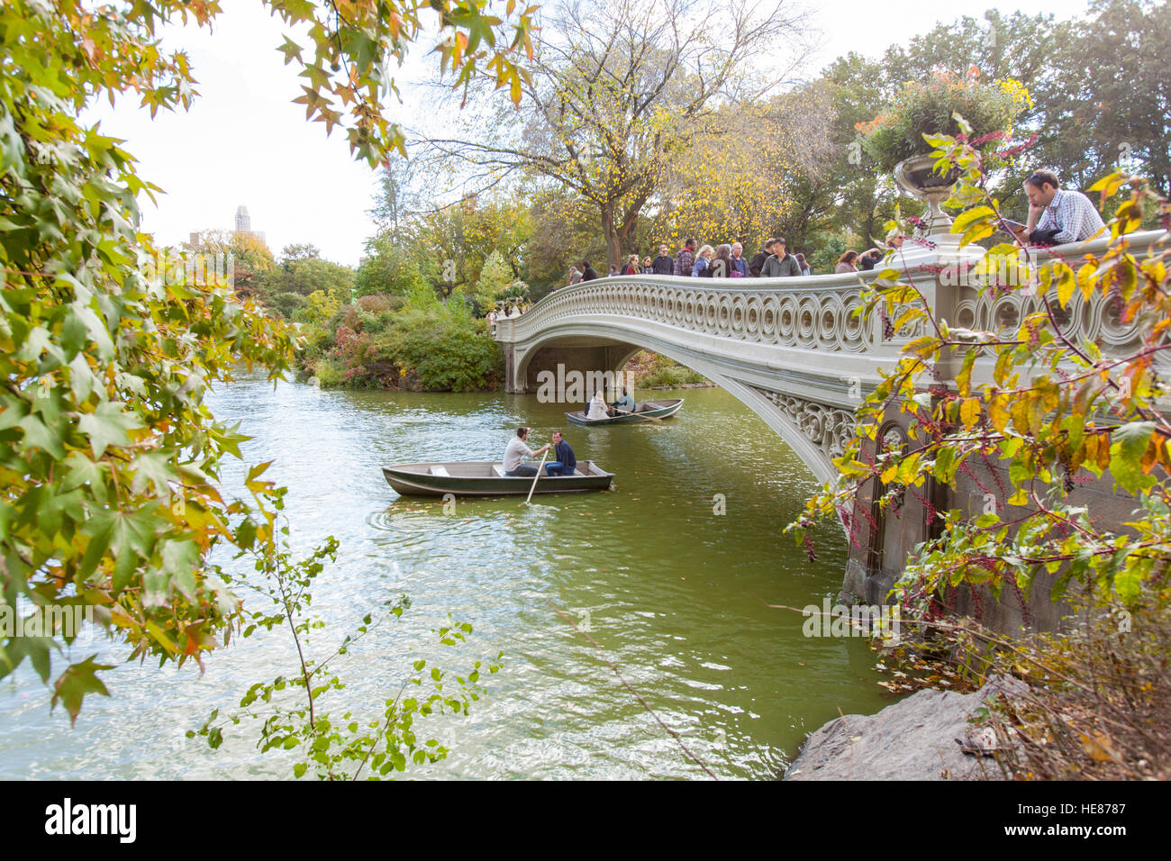 Bogenbrücke, Central Park, New York City, Vereinigte Staaten von Amerika. Stockfoto