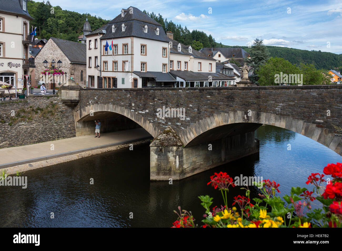 Vianden - eine Gemeinde mit Stadtstatus in den natürli in Nordost-Luxemburg. Stockfoto