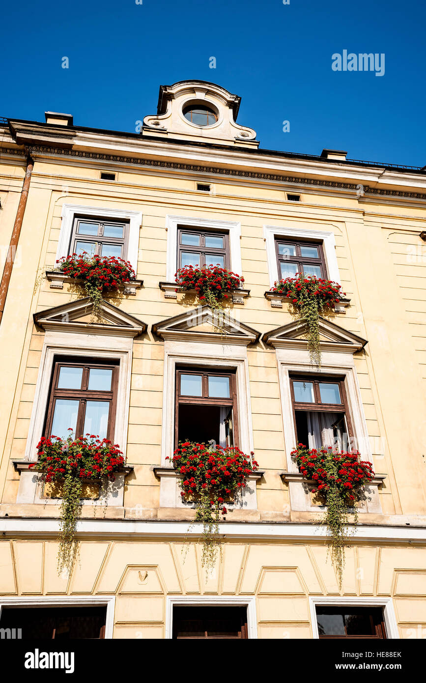 Details der kunstvollen Architektur der Stadt Krakau in Polen Stockfoto