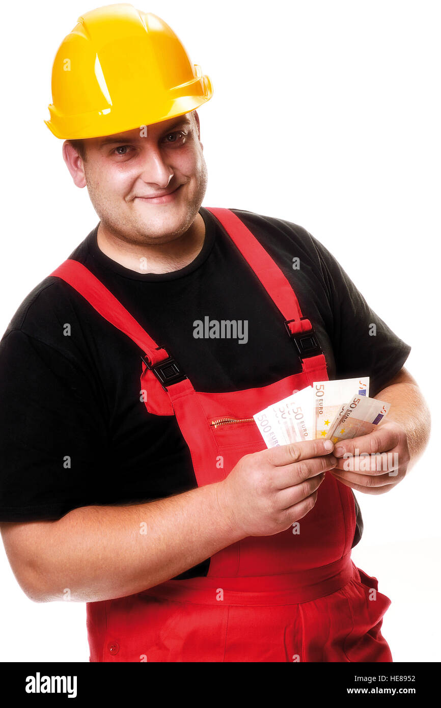 Händler halten Euro-Scheine Stockfoto