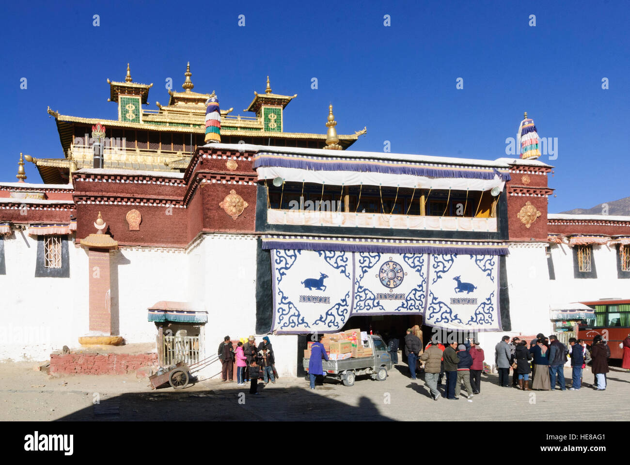 Samye: Kloster; Zentralgebäude Ütse, Tibet, China Stockfoto