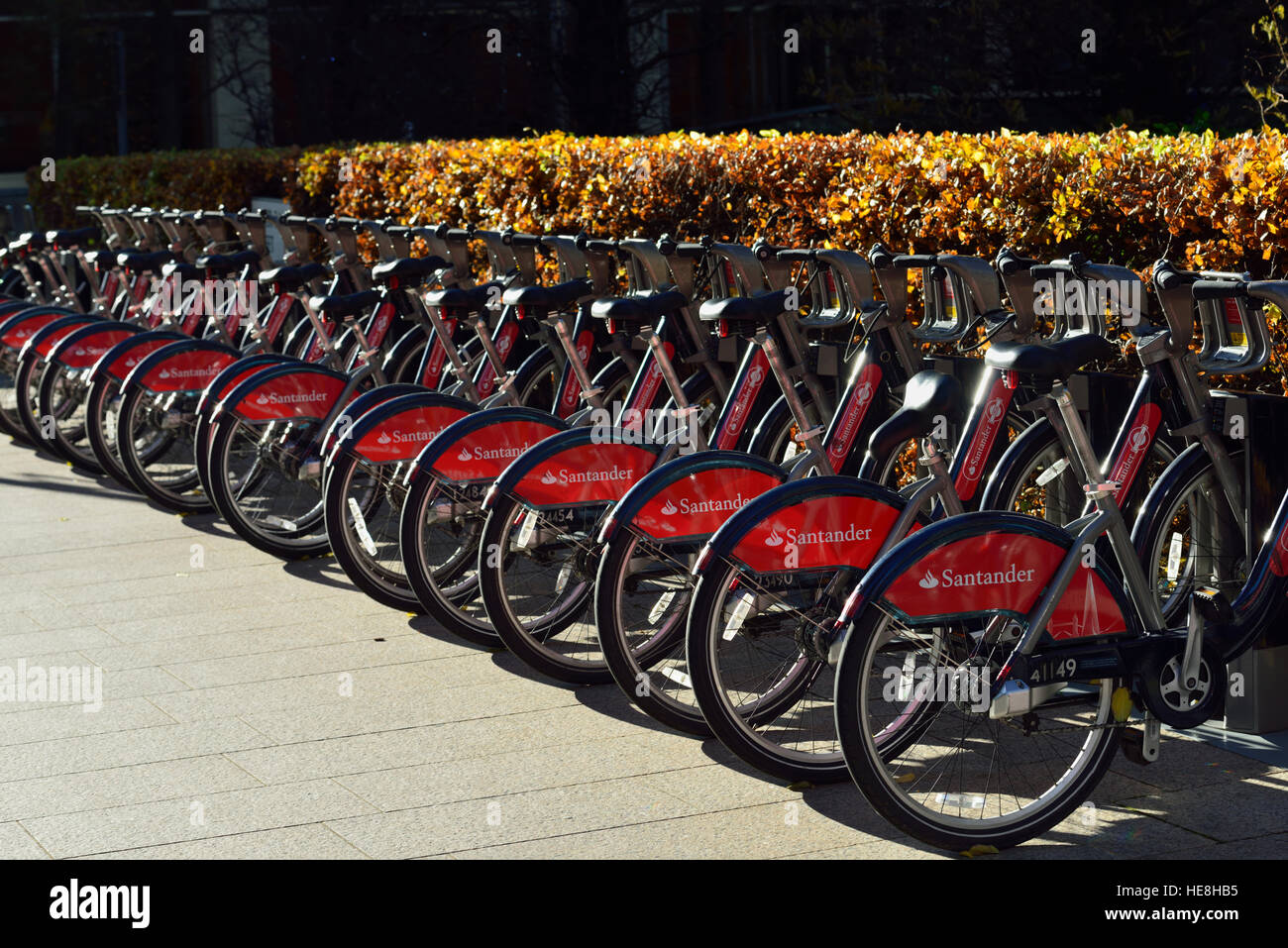 Fahrrad Verleih-docking-Station, Canary Wharf, London E14, Vereinigtes Königreich Stockfoto