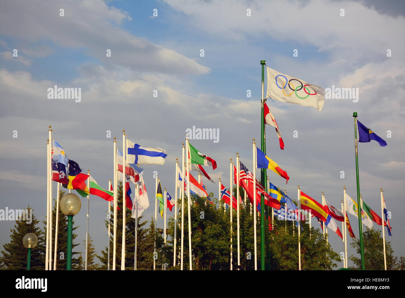 Internationale Fahnen in Calgary, Kanada Stockfoto