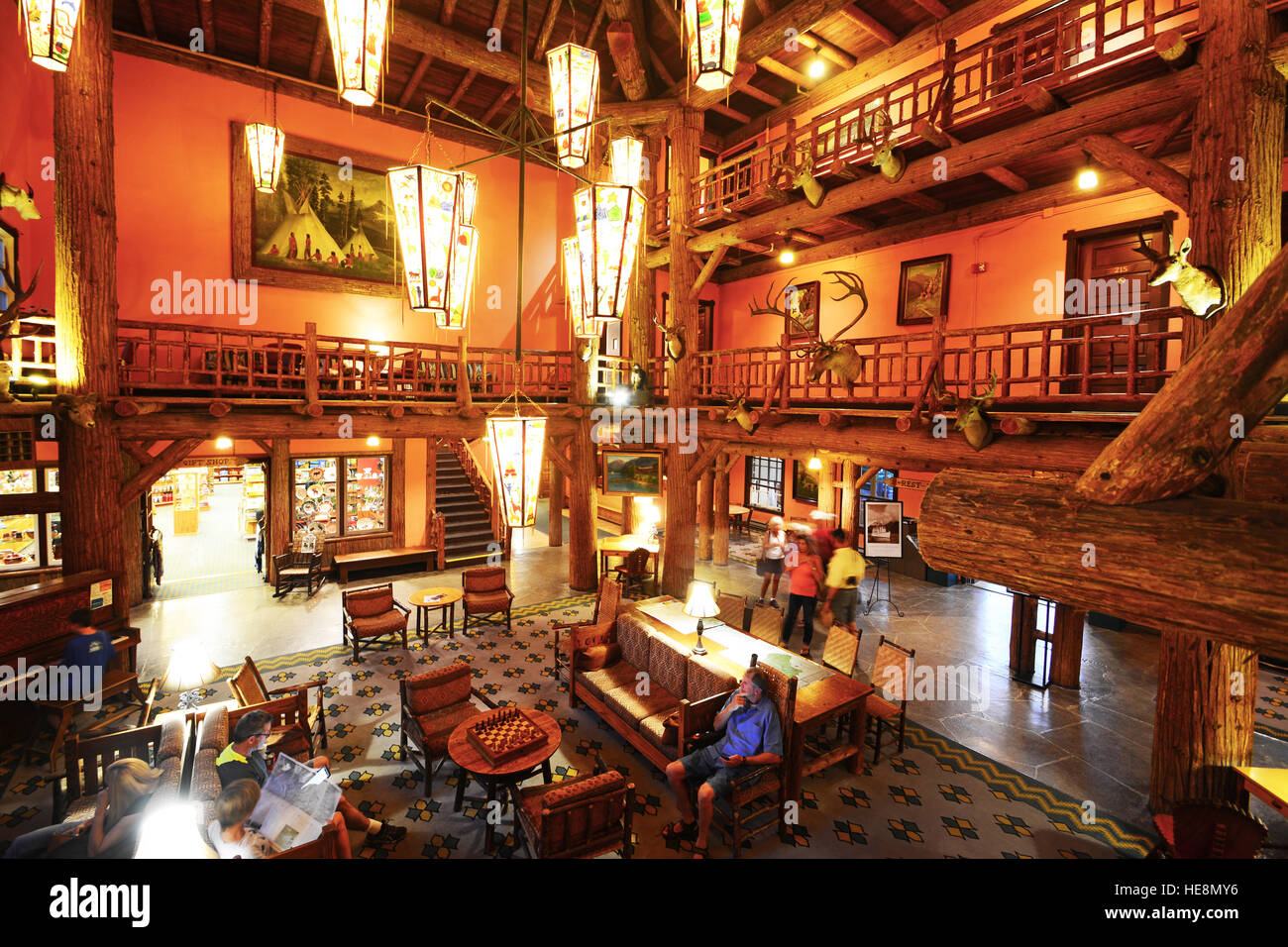 Lake McDonald Lodge - drinnen, Montana, USA Stockfoto