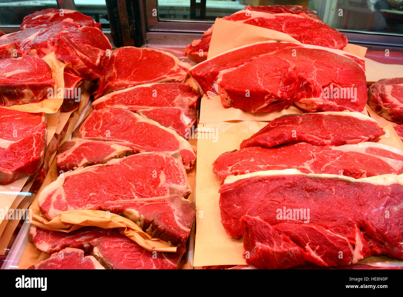Rohes Fleisch auf dem Markt, Toronto, Kanada Stockfoto