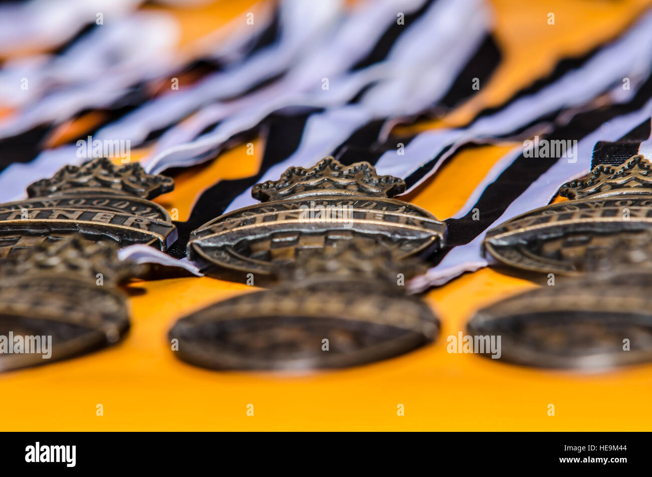 Gewinnermedaillen vom Goodwood Festival of Speed 2016. Medaille und Band Stockfoto