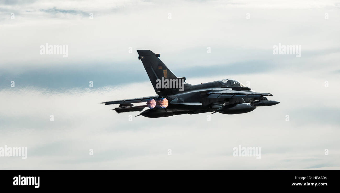 Eine deutsche Luftwaffe zieht AG-51 Tornado in Mountain Home Air Force Base, Idaho, 16. Oktober 2013. Der Flug war Teil des Berges Roundup, eine massive Multi-service, multi-nationalen Bewegung.  Techn. Sgt. Samuel Morse Stockfoto
