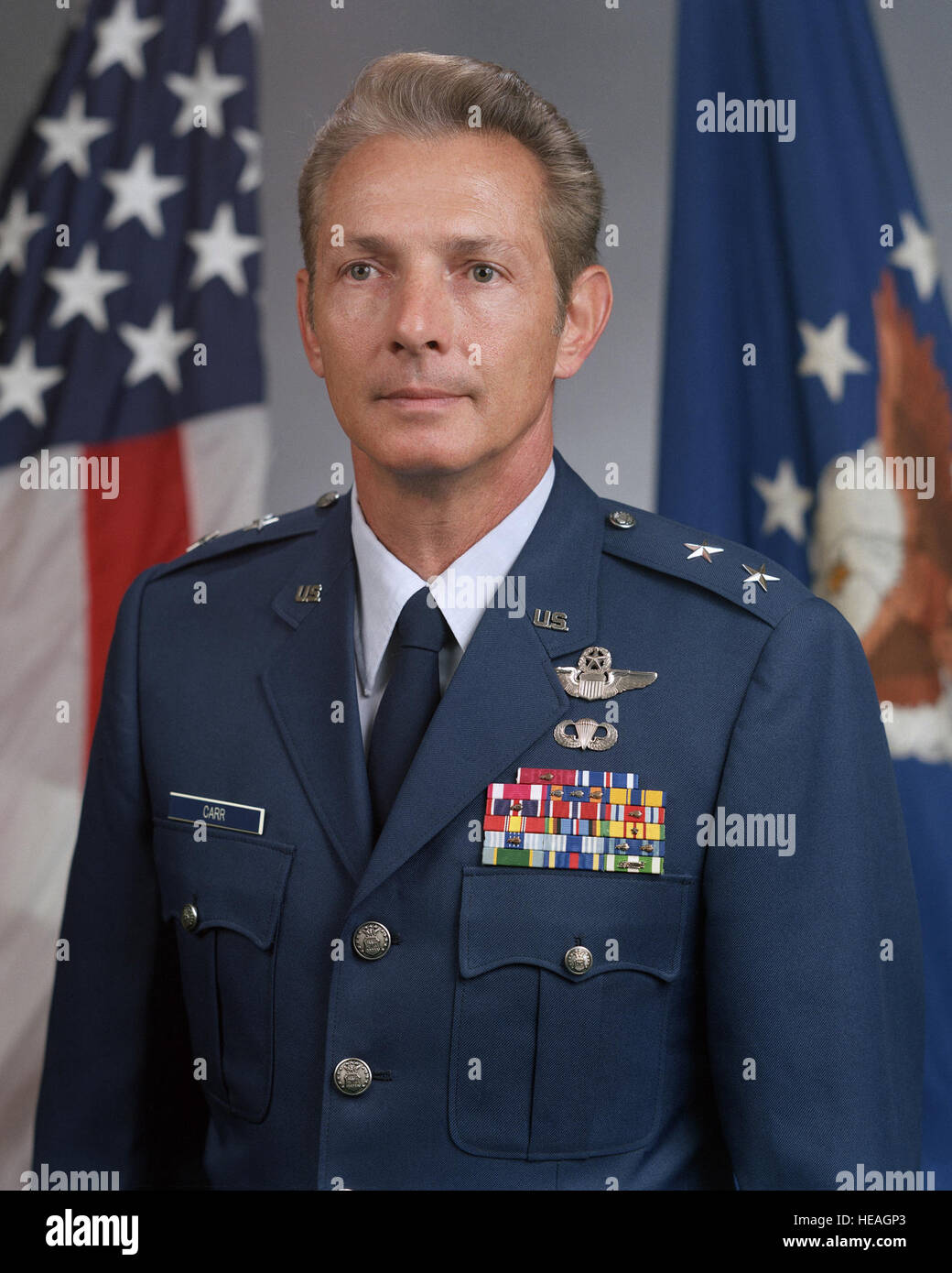 Porträt: US Air Force (USAF) Generalmajor (Autoguider) Richard E. Carr (unbedacht) Stockfoto