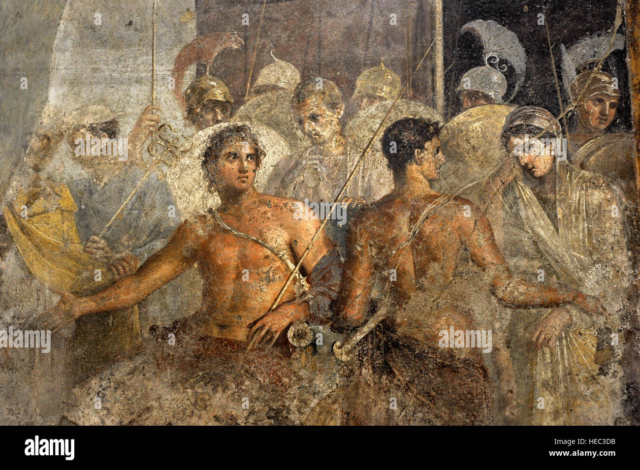 Achilles ist aufgeben müssen Briseis, der Gefangene mit denen er, zu Agamemnon, verliebt hatte nachdem Agamemnon Chryseis zu ihrem Vater Chryses, der Priester des Apollo zurückkehren musste. Haus des tragischen Dichters. Nationales Archäologisches Museum, Naples. Italien. Stockfoto