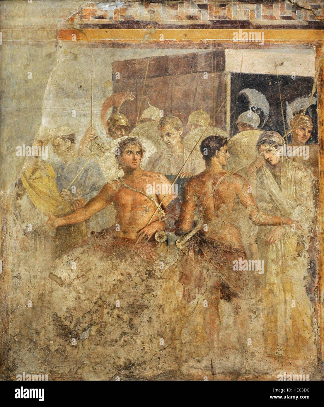 Achilles ist aufgeben müssen Briseis, der Gefangene mit denen er, zu Agamemnon, verliebt hatte nachdem Agamemnon Chryseis zu ihrem Vater Chryses, der Priester des Apollo zurückkehren musste. Haus des tragischen Dichters. Nationales Archäologisches Museum, Naples. Italien. Stockfoto