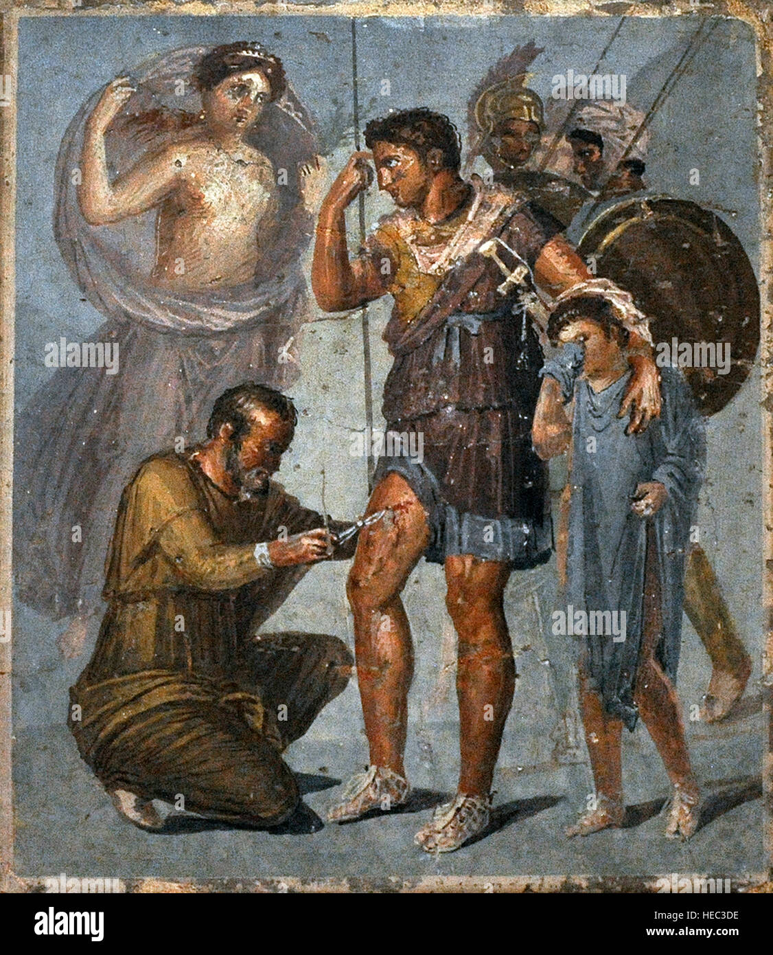 Verwundeten Aeneas zwischen Venus und Anchises. Haus der Sirico. Pompeji. 1. Jahrhundert n. Chr. Italien. Nationales Archäologisches Museum, Naples. Italien. Stockfoto