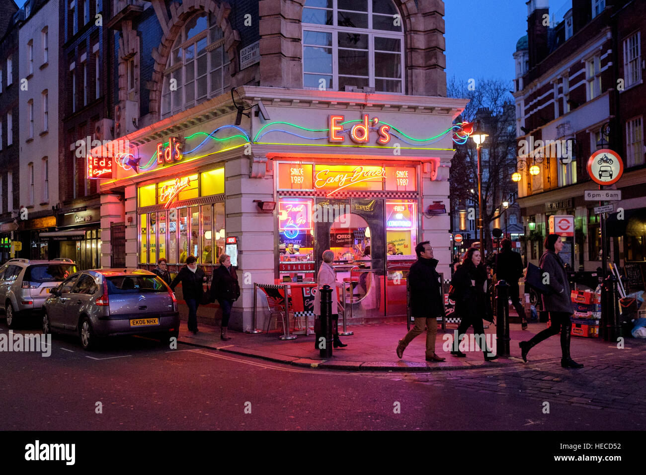 Ed Diner in Soho, London. Ed Diner ist eine populäre amerikanische Themenrestaurant. Stockfoto