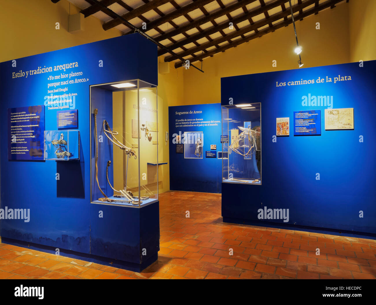 Argentinien, Provinz Buenos Aires, San Antonio de Areco, Innenansicht des Musée Ricardo Güiraldes Gaucho. Stockfoto