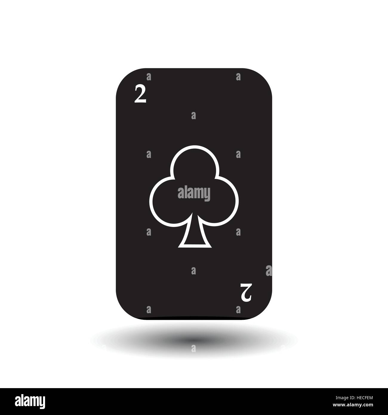 Poker-Karte. ZWEI SCHWARZE CLUB. Weiß einfach den Hintergrund zu trennen. Symbolbild Illustration für Print, Website, Stoffe, Dekoration, Design, etc. verwendet. Stock Vektor