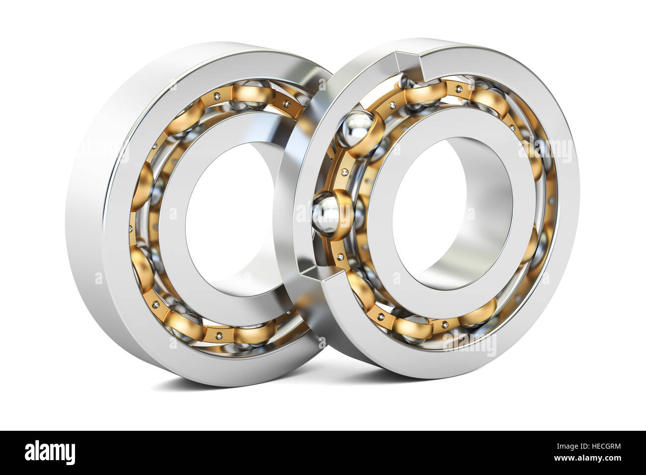 Kugellager, Cutaway. 3D-Rendering isoliert auf weißem Hintergrund Stockfoto