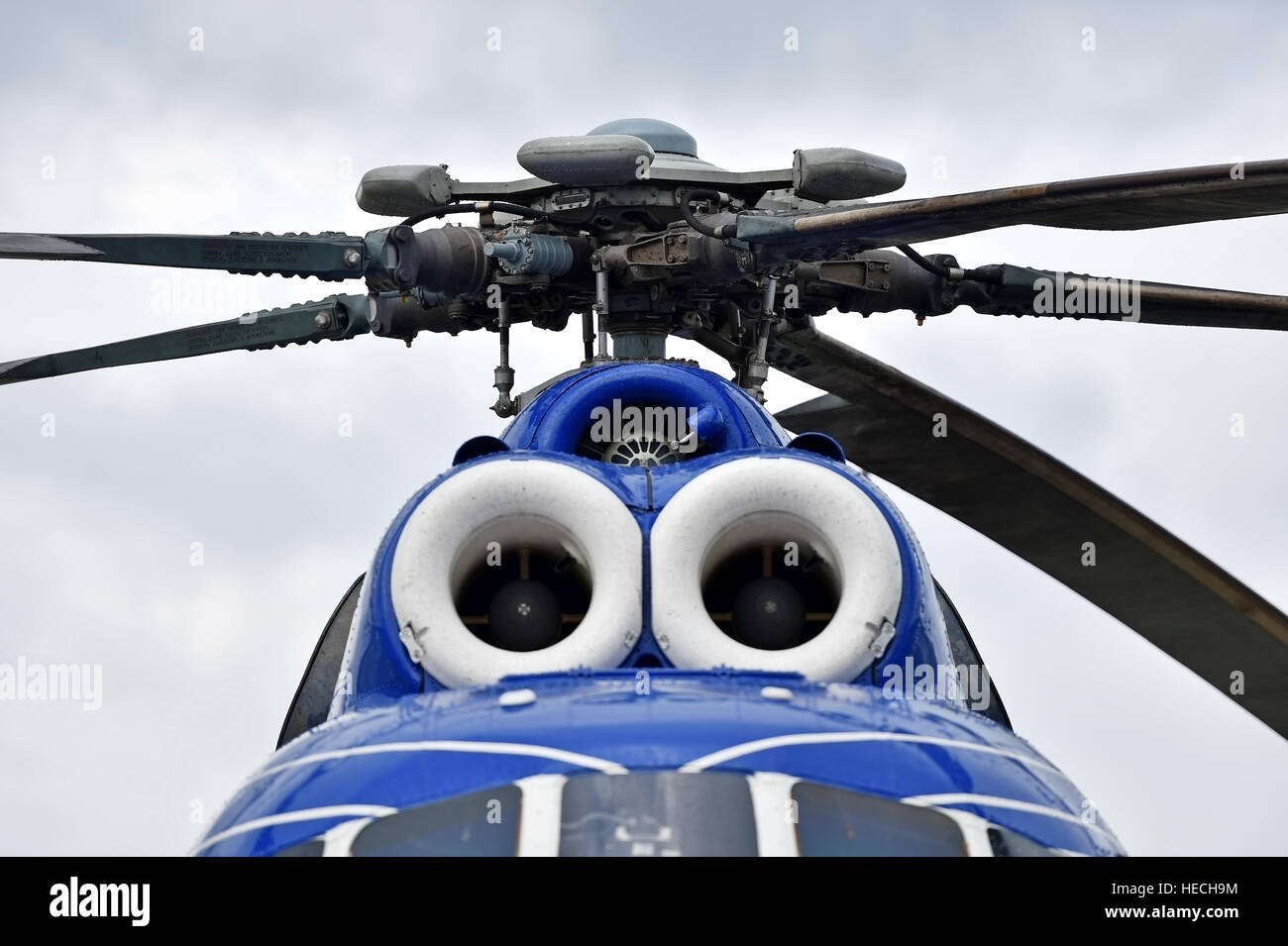 Detail mit Hubschrauber Rumpf und Rotor Blade-system Stockfoto