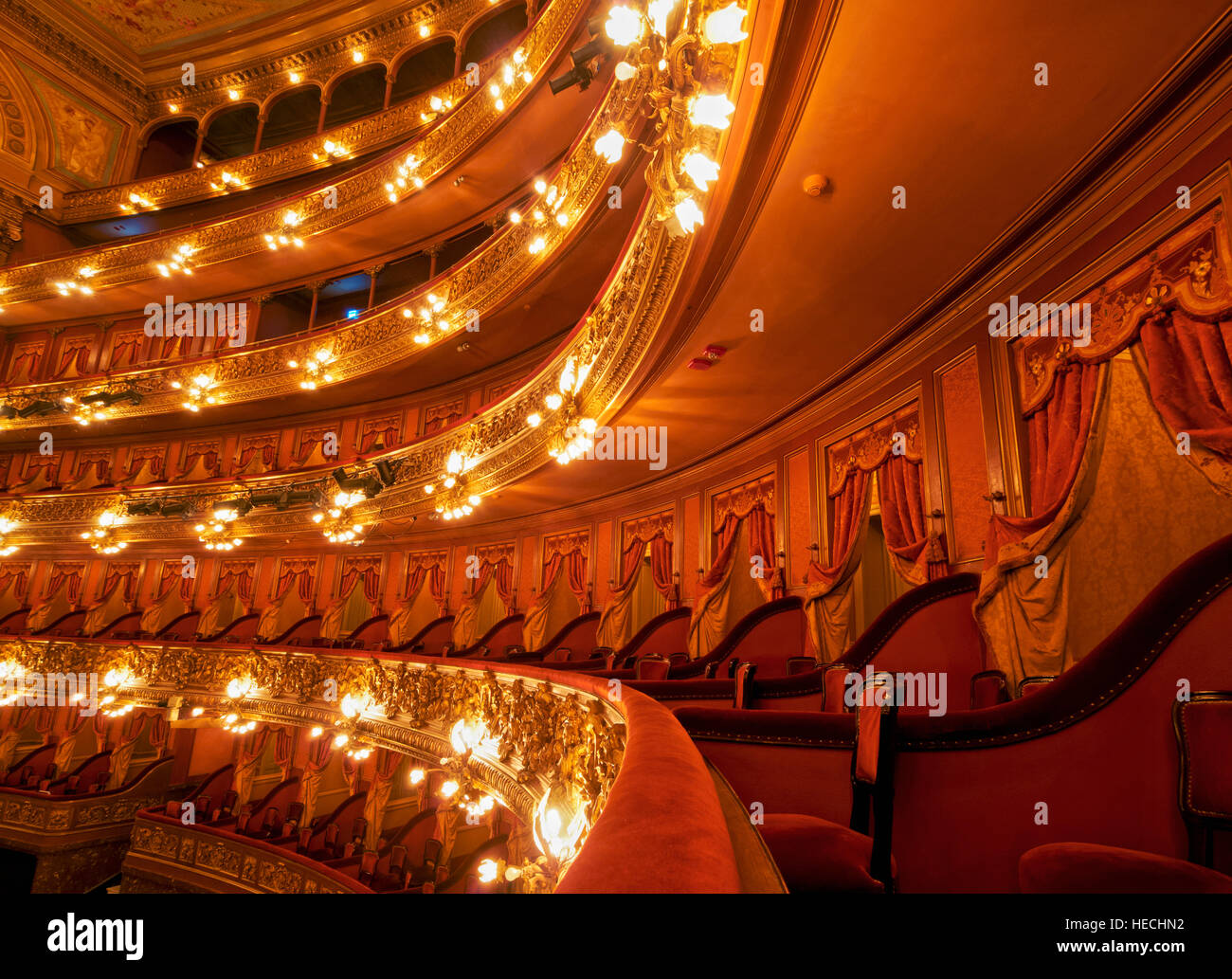 Argentinien, Buenos Aires Provinz, Stadt Buenos Aires, Innenansicht des Teatro Colón und seine Concert Hall. Stockfoto