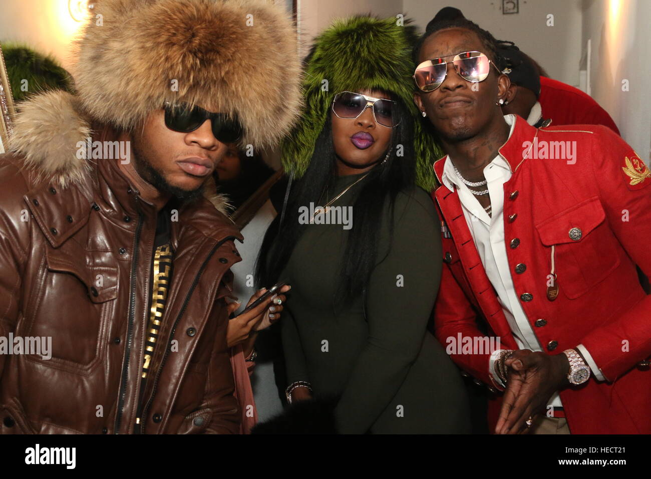 NEW YORK, NY - 18. Dezember 2016 Papoose, Remy Ma & Young Thug backstage bei der HiHorsed Tour Datum an Klemme 5 18. Dezember 2016 in New York City. Bildnachweis: Walik Goshorn/Mediapunch Stockfoto