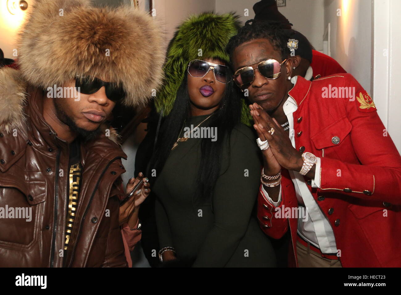 NEW YORK, NY - 18. Dezember 2016 Papoose, Remy Ma & Young Thug backstage bei der HiHorsed Tour Datum an Klemme 5 18. Dezember 2016 in New York City. Bildnachweis: Walik Goshorn/Mediapunch Stockfoto