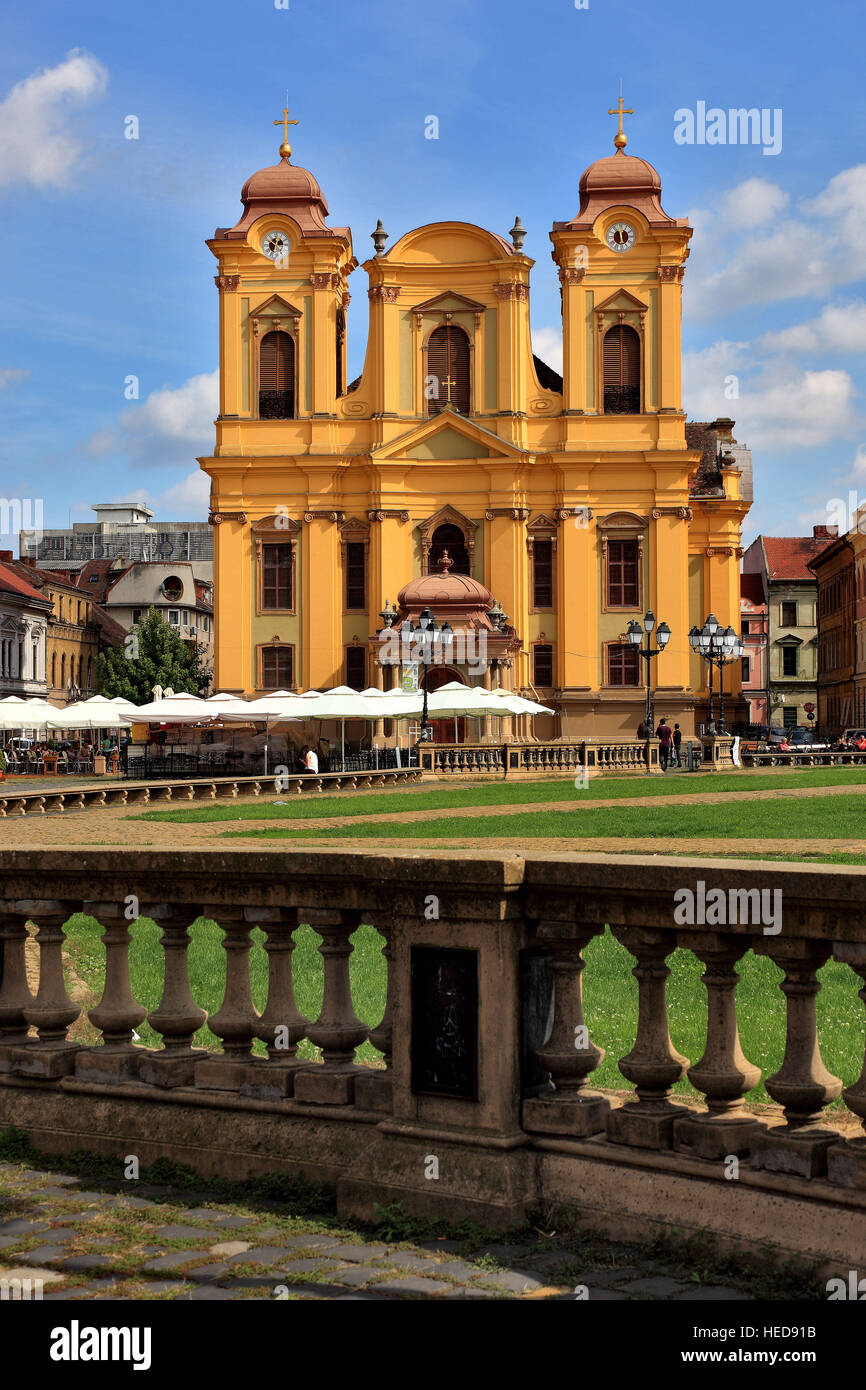 Rumänien, Banat, Timisoara, Temeschwar, Altstadt, Katholische Kathedrale bin Piata Unirii, Vereinigungsplatz, Domplatz Stockfoto