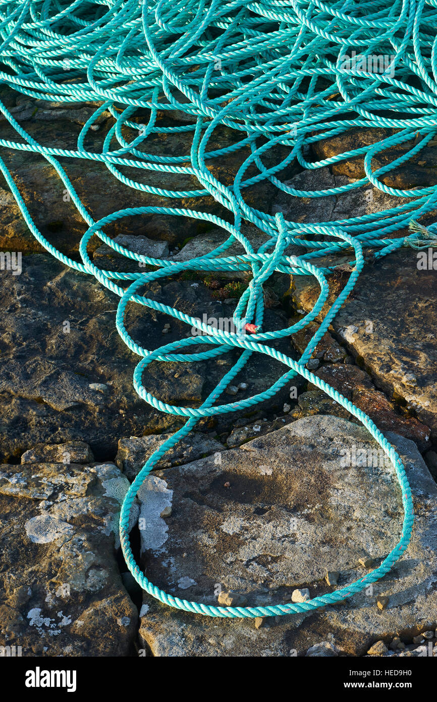 Neues Seil am Hafen von Stein.  Sandside, in der Nähe von Reay, Caithness, Schottland. Stockfoto