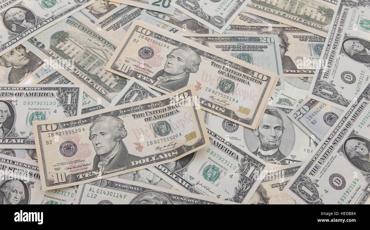 US-Dollar, Rechnungen, Bargeld Stockfoto