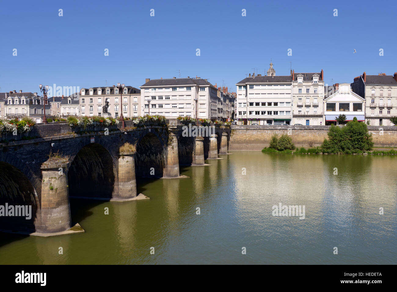 Der Fluss Maine in Angers in Frankreich Stockfoto