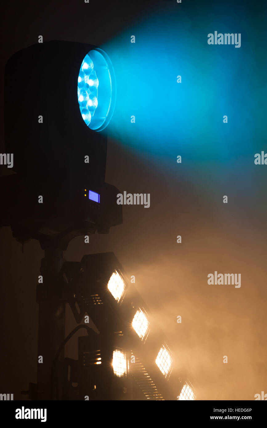 Blaue LED Spot Licht, Bühnentechnik Beleuchtung Stockfoto