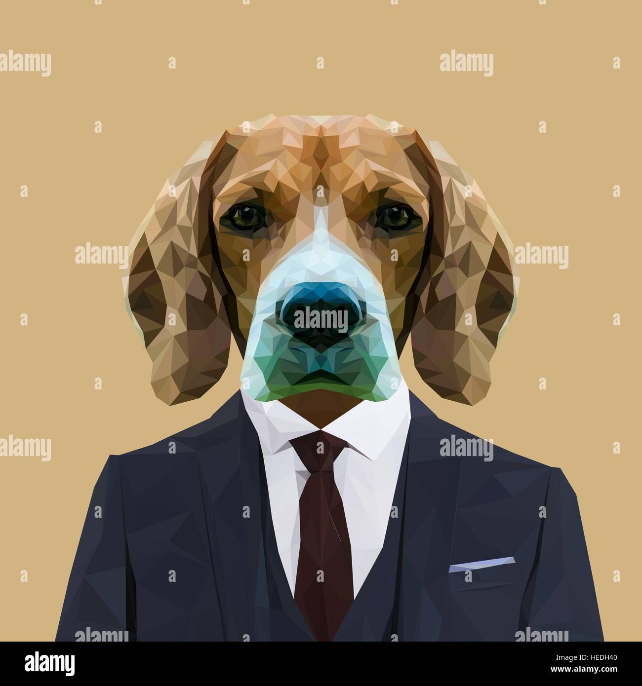 Beagle Hund Tiere Verkleidet In Dunkelblauen Anzug Mit Roter Krawatte Business Mann Vektor Illustration Stock Vektorgrafik Alamy