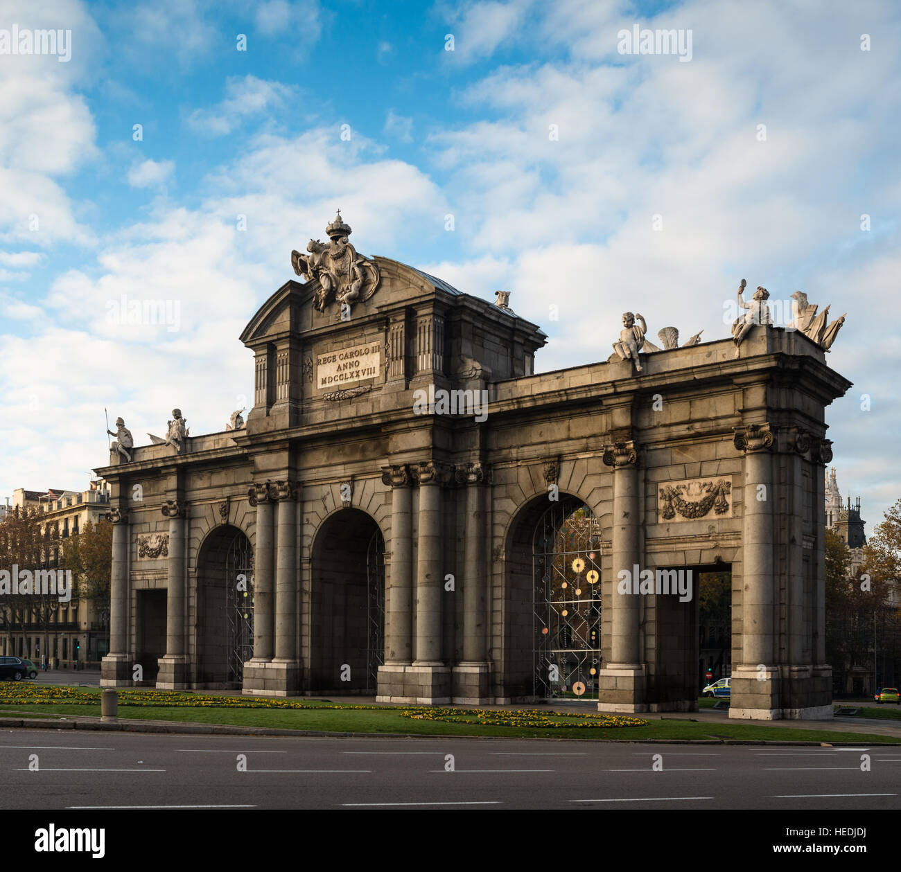 La arch Puerta De Alcala, Madrid, Spanien. Stockfoto