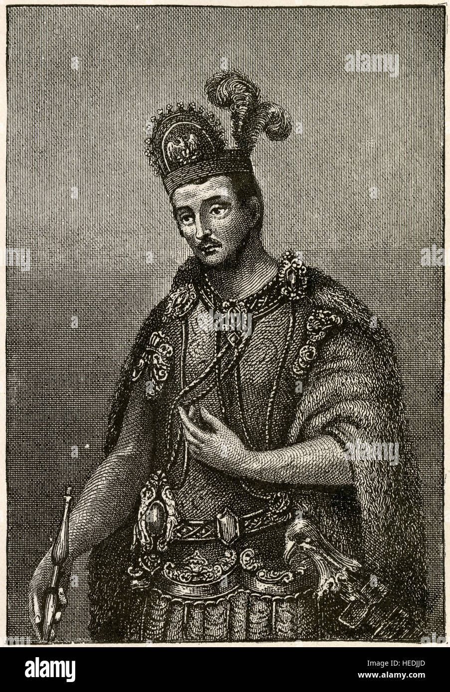 Antike 1873 Gravur König Montezuma II. Moctezuma II (14661520) war der