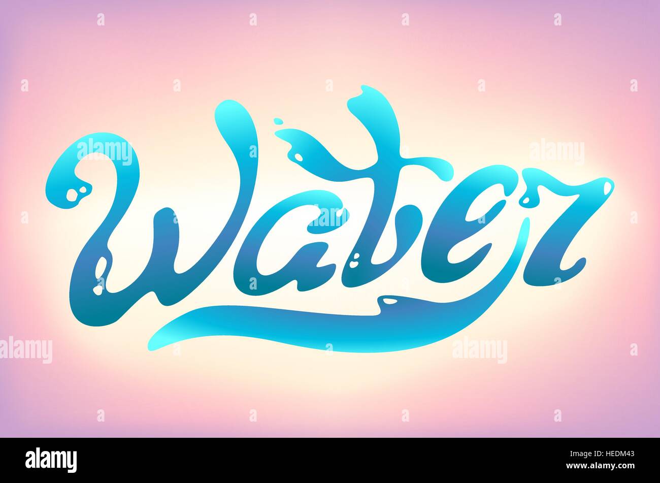 Türkisfarbene Wasser Tag-Schriftzug Stock Vektor