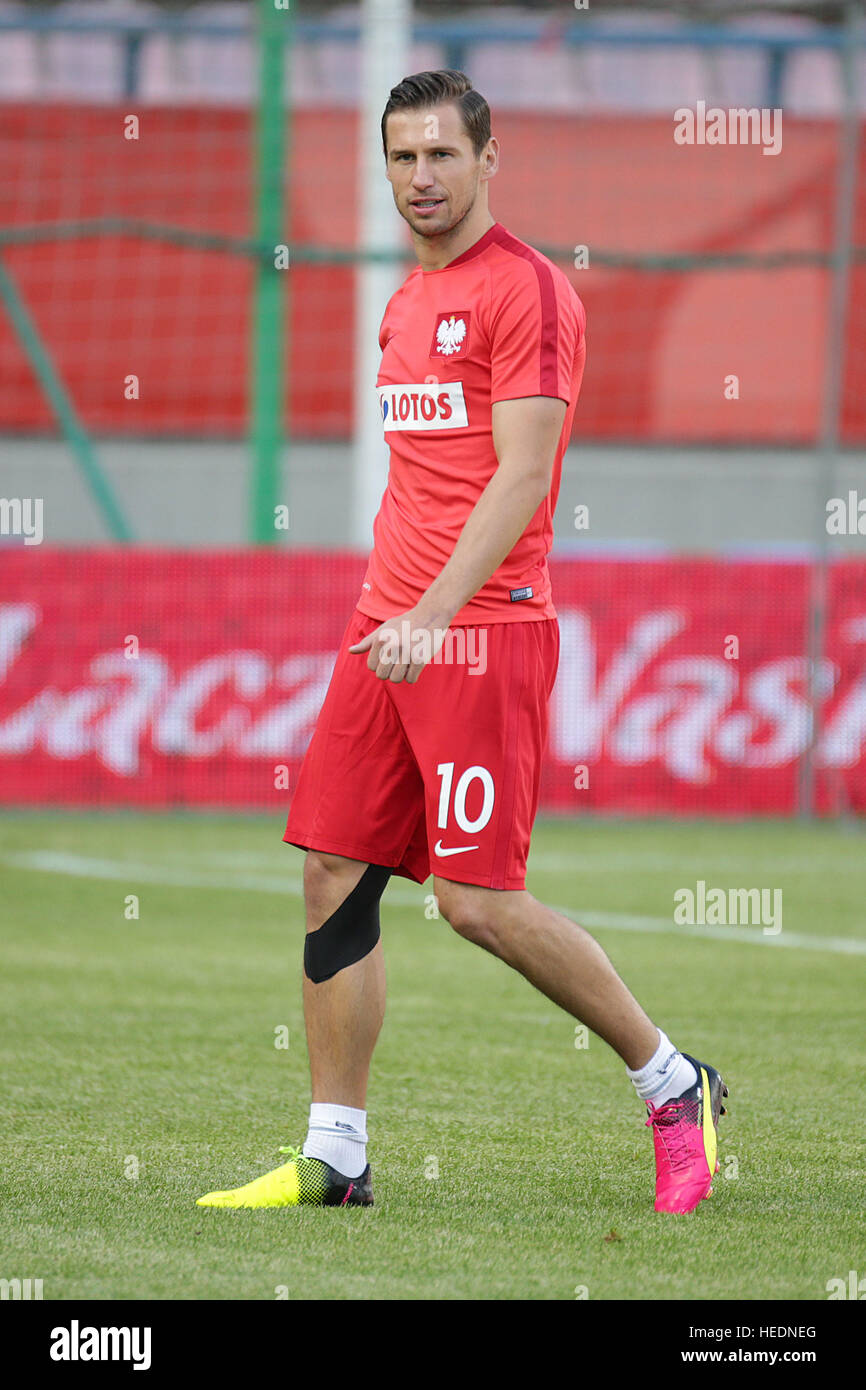 Krakau, Polen - 6. Juni 2016: Inernational freundlich Fußball Spiel Polen - Litauen o/p Grzegorz Krychowiak © Marcin Kadziolka/Presse-Foto-Center/A Stockfoto