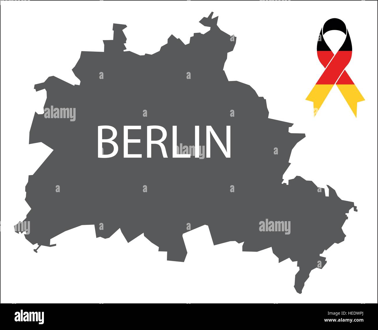 Berlin Beileid Karte mit Band in deutschen Nationalfarben Stock Vektor
