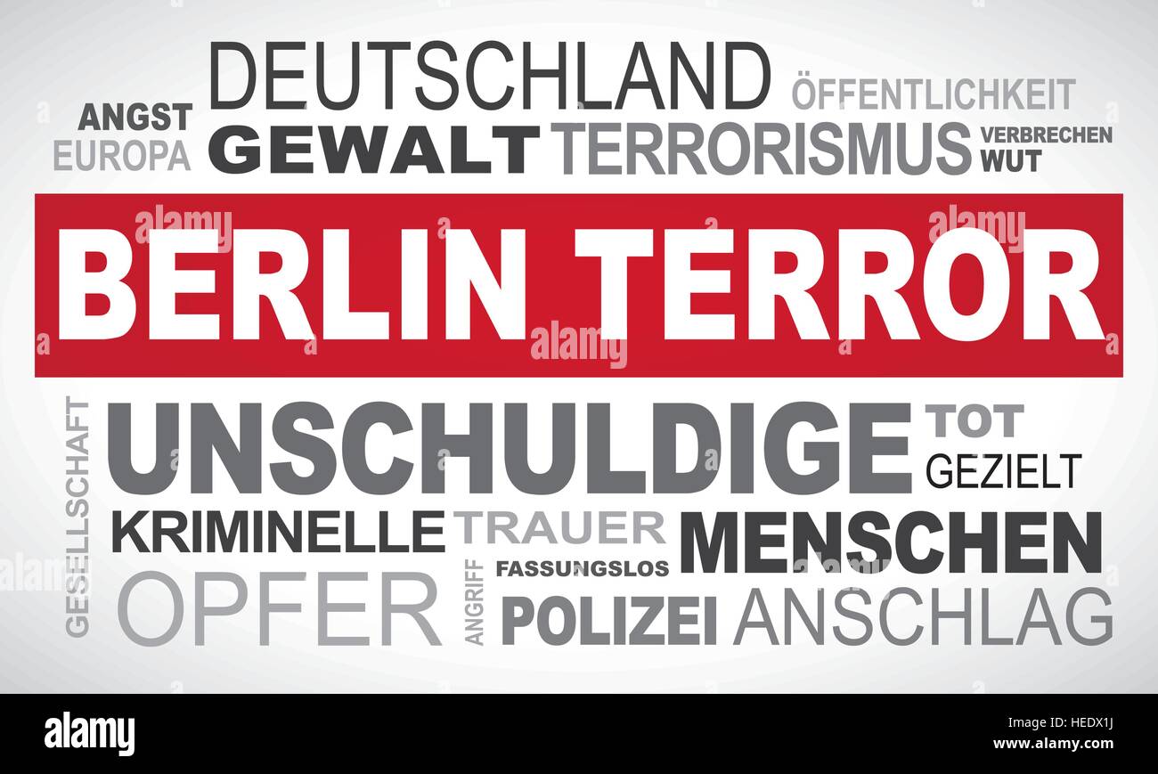 Berlin-Terror in Deutschland - Wort-Wolke-Abbildung-Deutsch Stock Vektor