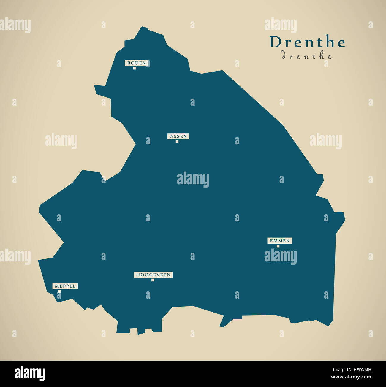 Moderne Karte - Drenthe NL Abbildung Stockfoto