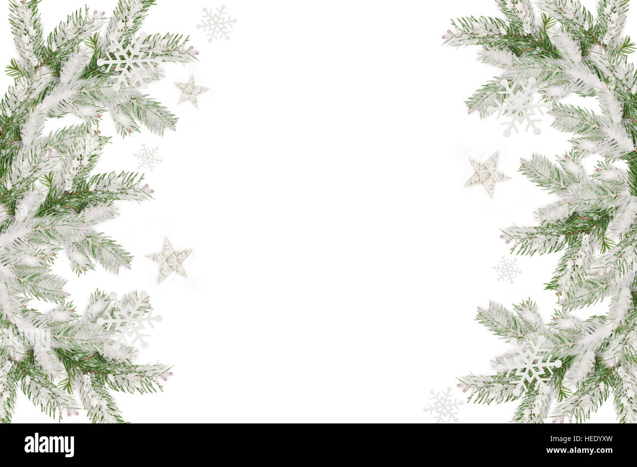 Weihnachten-Rahmen der verschneiten Tannenzweigen und Platz für text Stockfoto