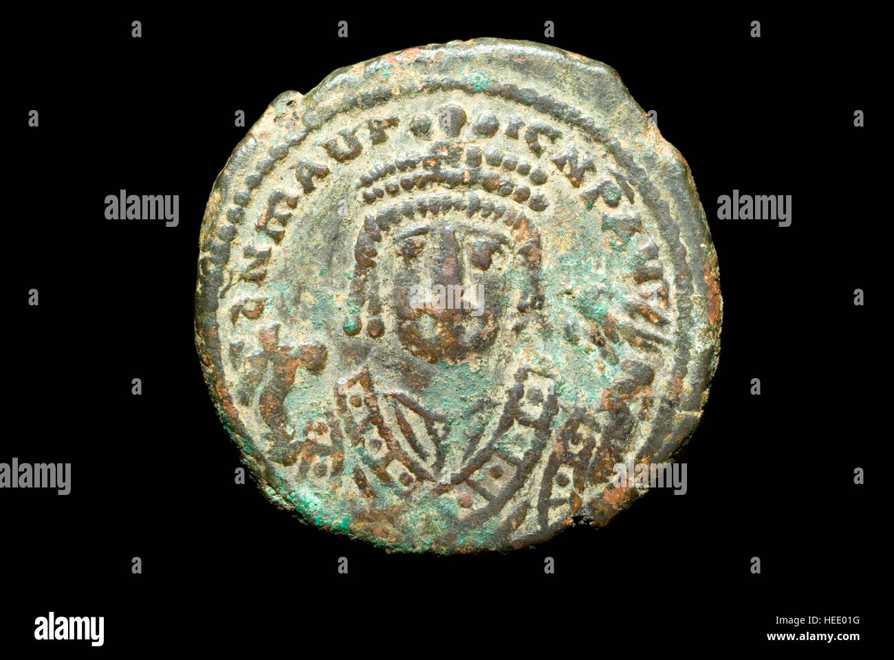 Münze des Kaisers Maurice Tiberius Stockfoto