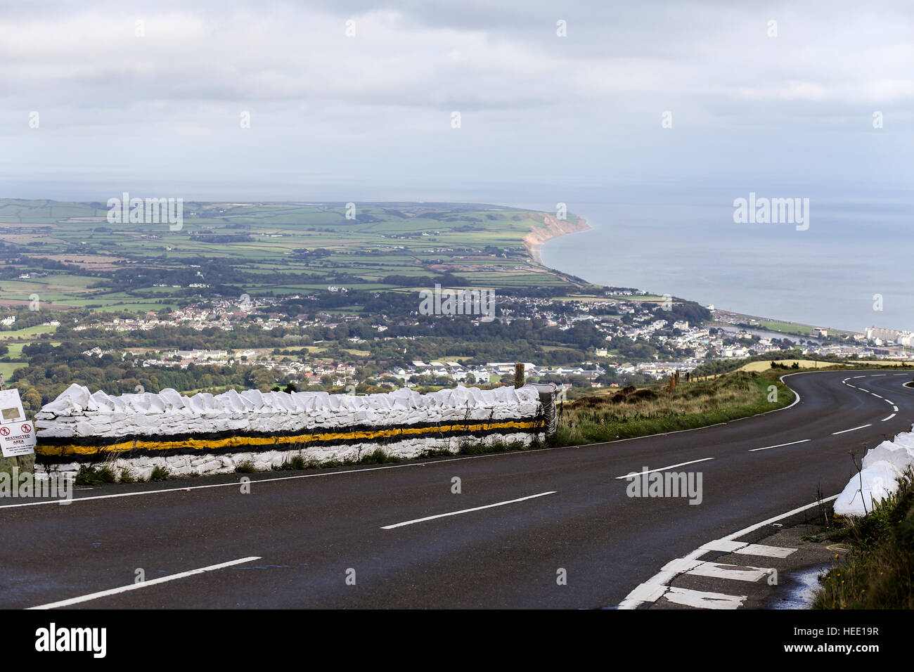 Eine Ansicht von Ramsey, Isle Of Man wie unter "Berg" auf der Isle Of Man TT Kurs gesehen Stockfoto