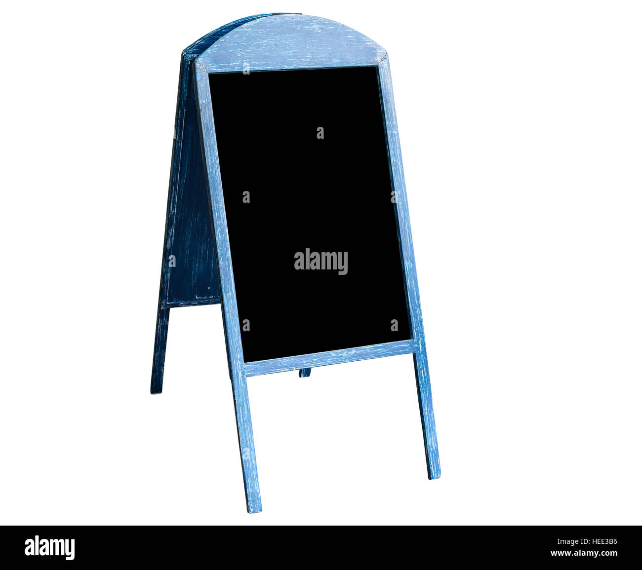 Holzbrett für Menü isoliert auf weißem Hintergrund. Mit Beschneidungspfad gespeichert Stockfoto