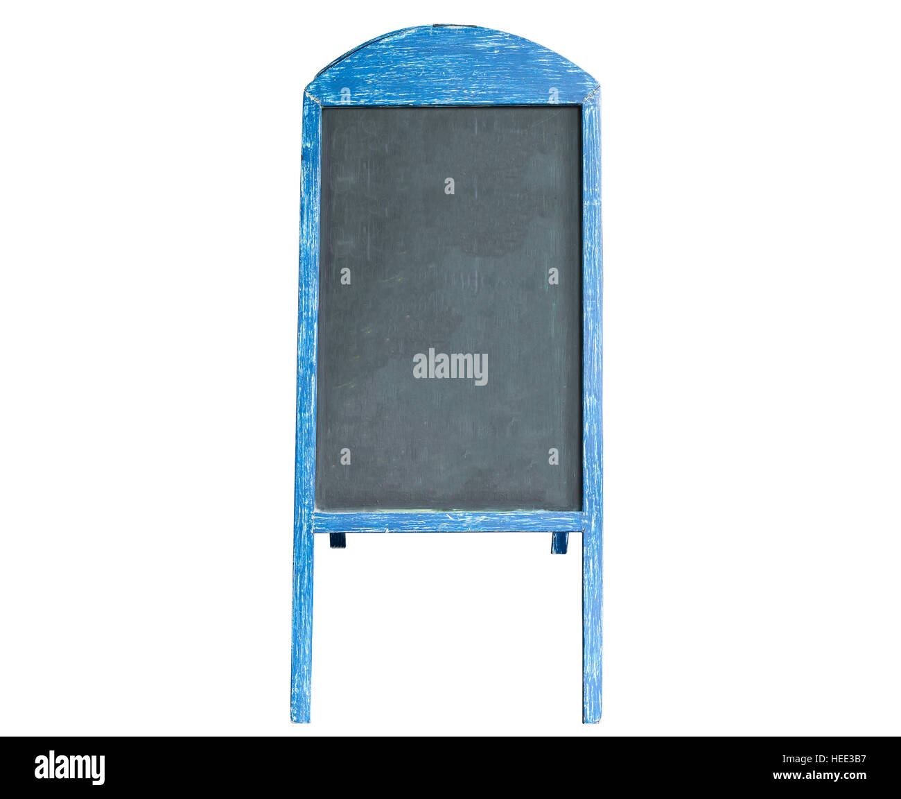 Holzbrett für Menü isoliert auf weißem Hintergrund. Mit Beschneidungspfad gespeichert Stockfoto